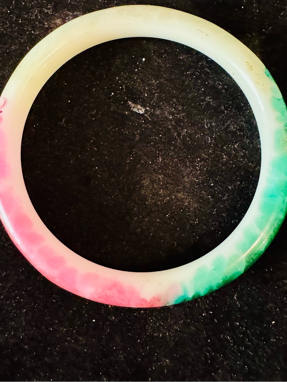 Marbled Pink & Green jade Bangle Bracelet